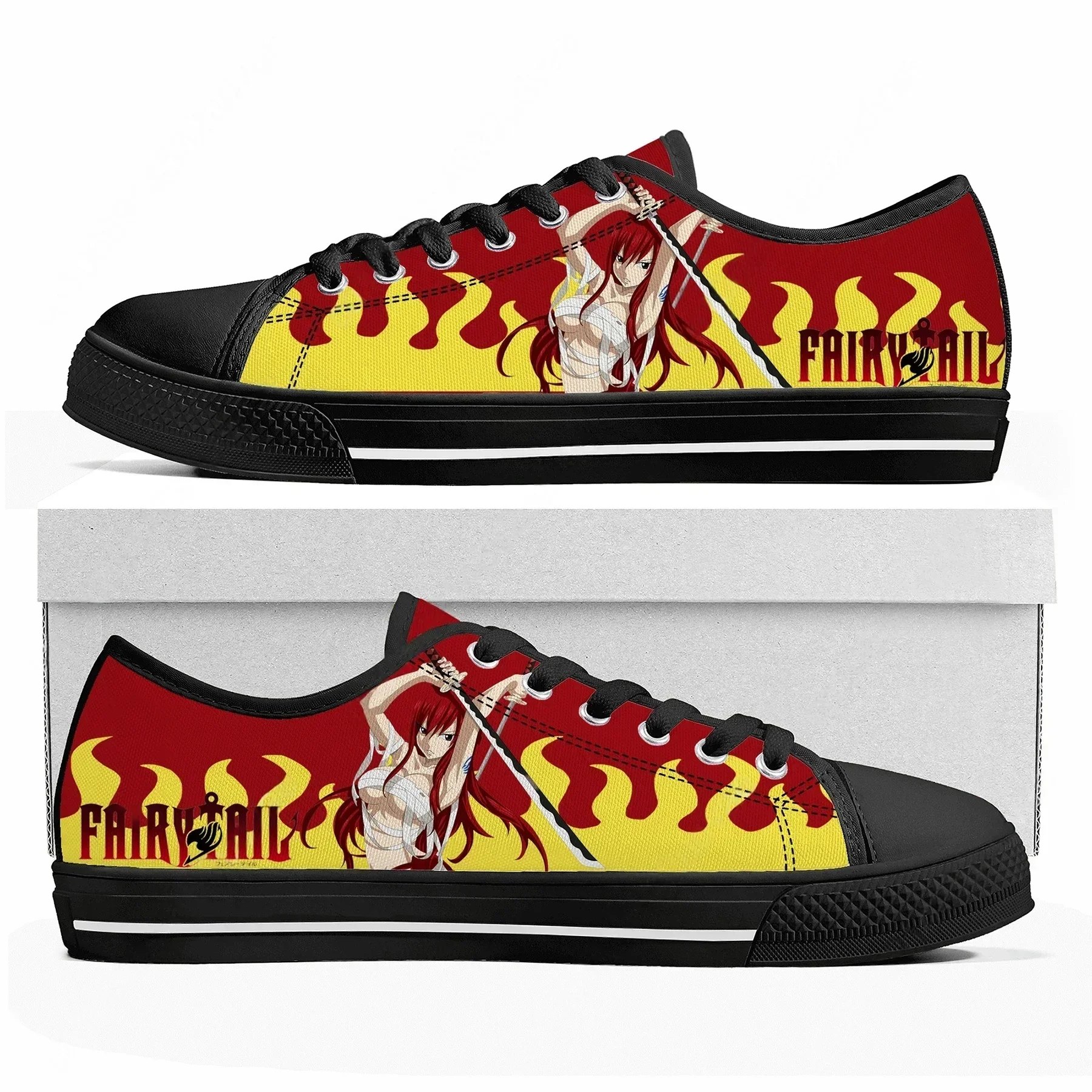 

Manga Erza Scarlet Anime Fairy Tail Low Top Sneakers Mens Womens High Quality Canvas Sneaker Couple Shoes Custom Shoe