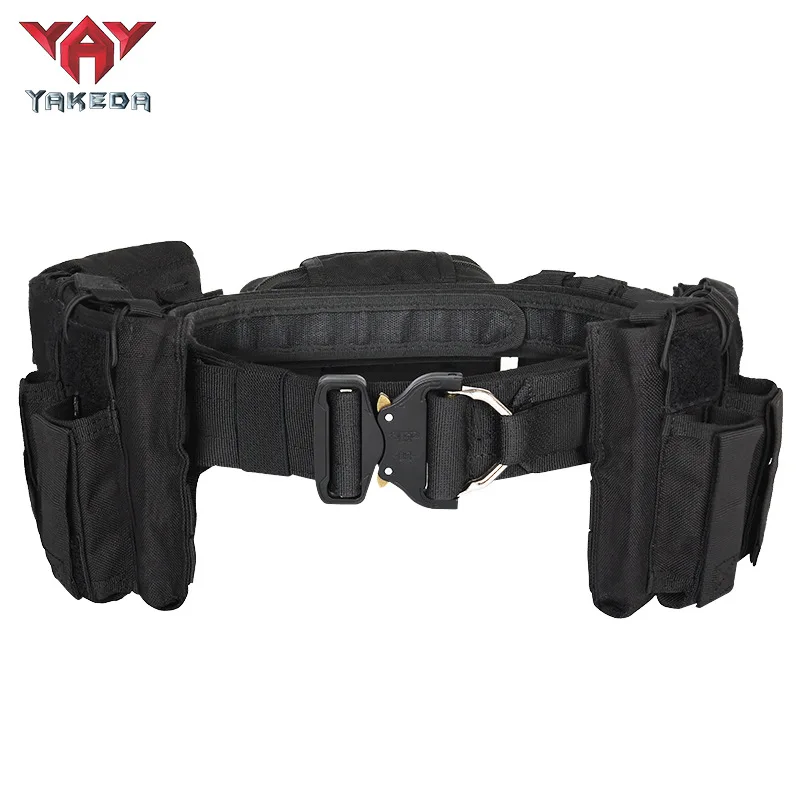 YAKEDA Tactical Waist Bag CS Combat Molle Airsoft Belts 6 in 1 Storage Bag Hiking Pouch Padded Belt Hunting Accessories