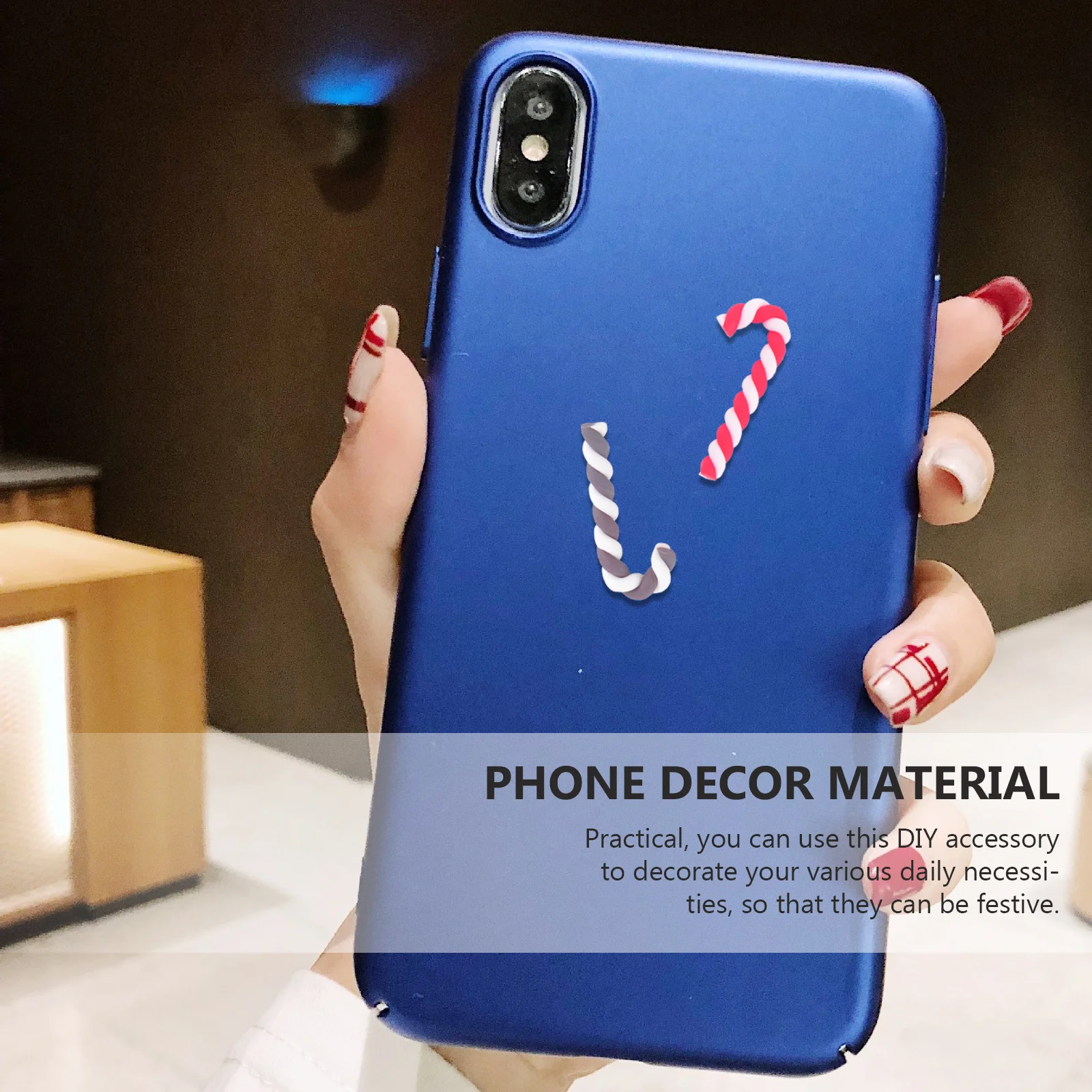 

20Pcs Soft Clay Mini Cane Christmas Accessories Red Coffee DIY Phone Ornament Material Decorative Phone Case Decor Holiday