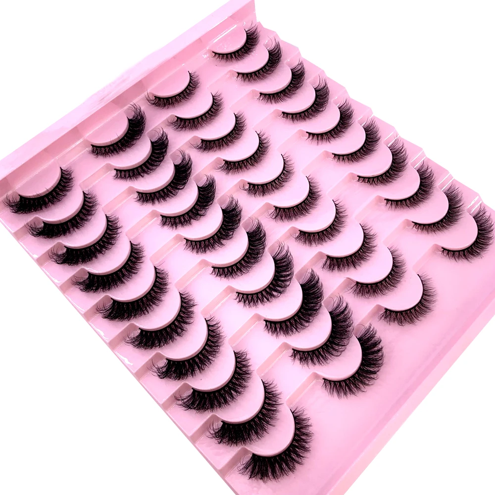 AMSDCN 20 ペアの 3D ソフトで魅力的なナチュラルロングホリデーまつげ完璧なアイメイククロス厚いまつげ