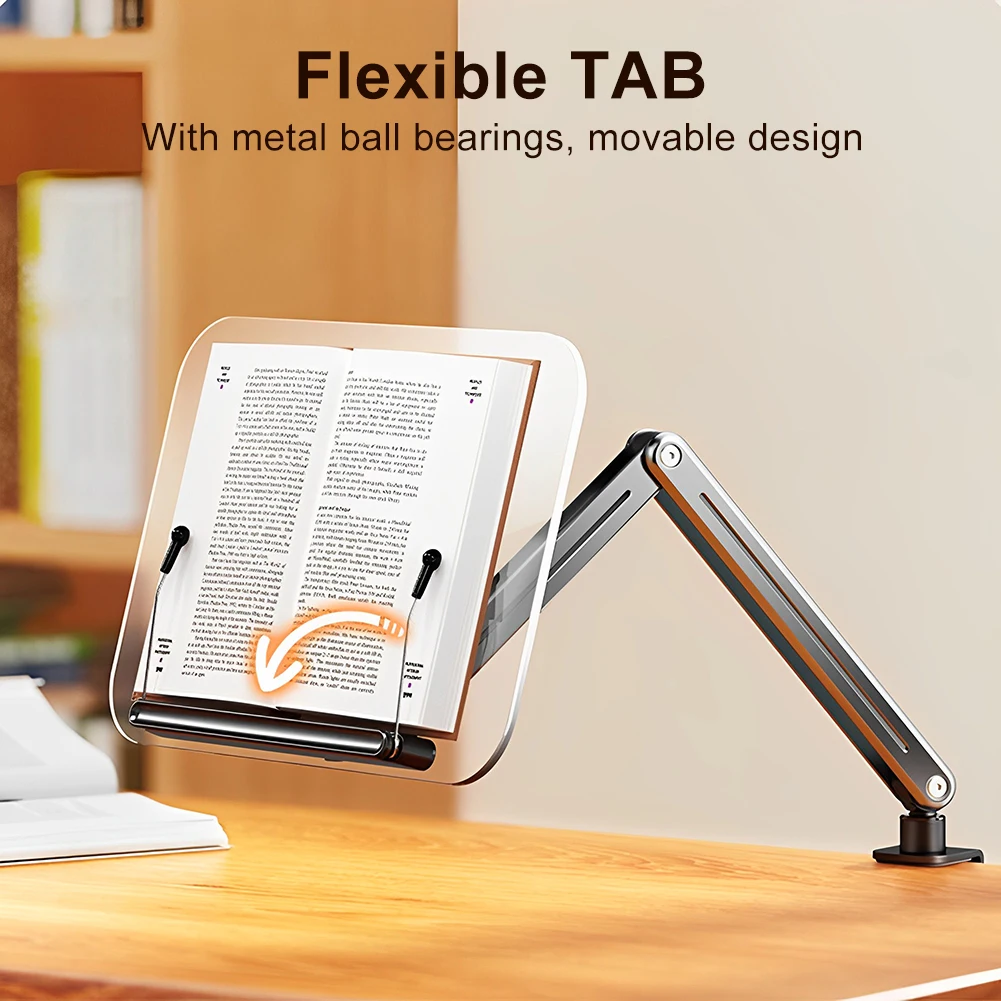 Акриловая подставка для книг, эргономичная складная подставка для книг 360° °   Вращающаяся складная настольная подставка для музыкального планшета с рецептами