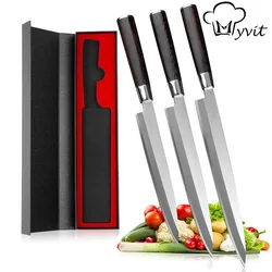 Coltello per Sushi Sashimi coltello giapponese da 5-10 pollici Yanagiba coltello per affettare pesce coltelli per affettare lama conica singola in acciaio inossidabile