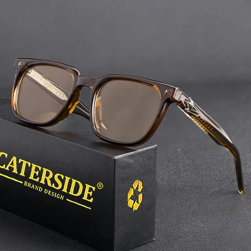 CATERSIDE Trend Square Man Sunglasses Large Frame Sun Glasses Party Travel Beach Eyewear Ideal Choice for Gifts UV400