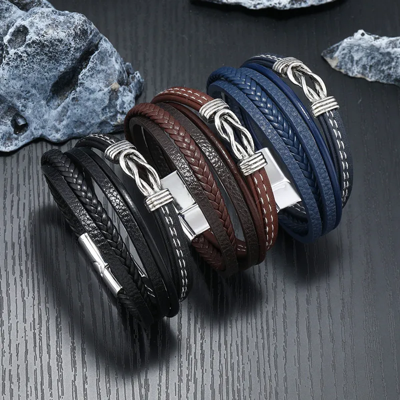 Classic Men's Leather Bracelet New Style Hand-woven Multi-layer Accessory Fashion Man Jewelry Wholesale Dropshipping