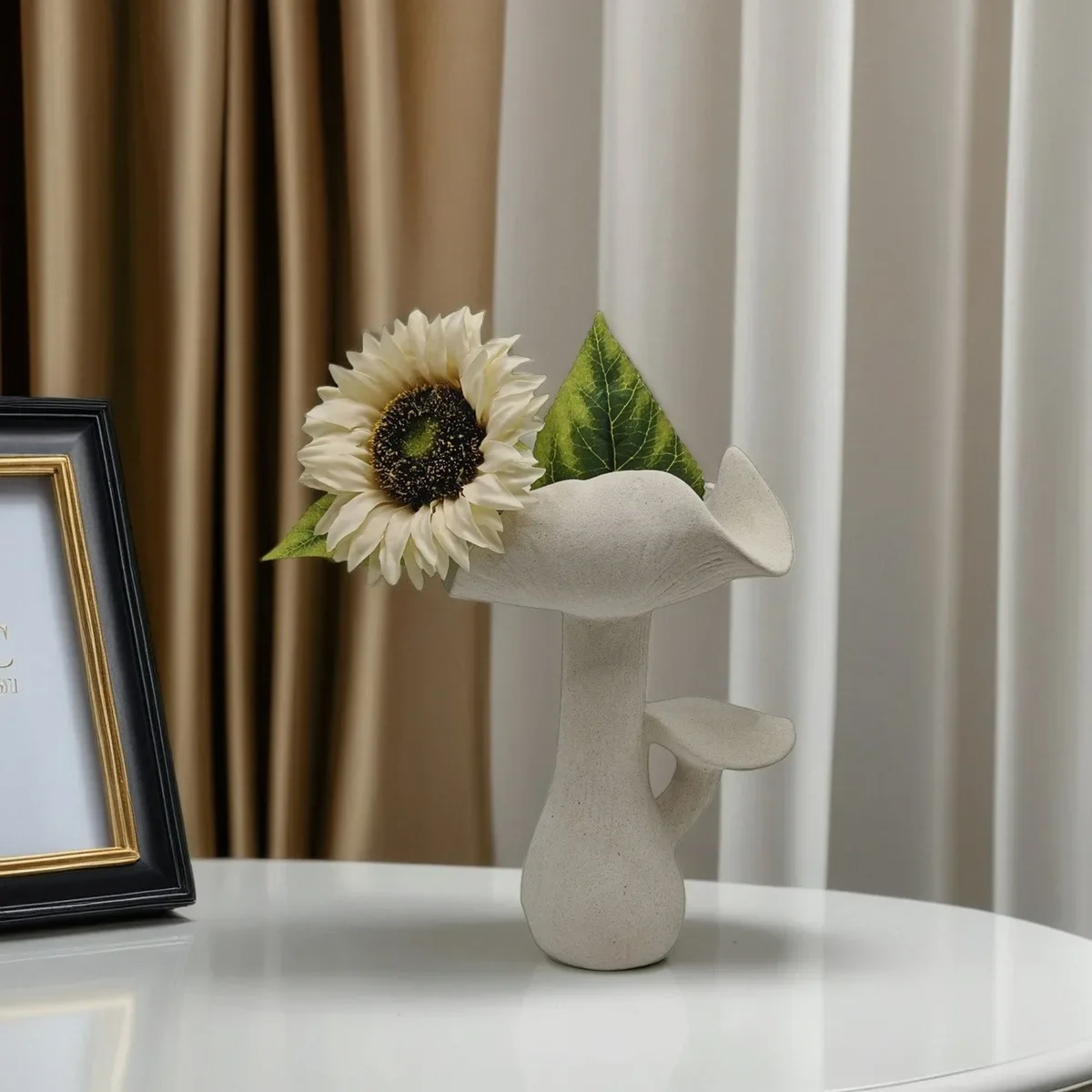 CAPIRON 25cm Ceramic Mushroom Vase Creative Flower Arrangement for Pampas Grass Living Room Bedroom Dinning Table Decoration Pop