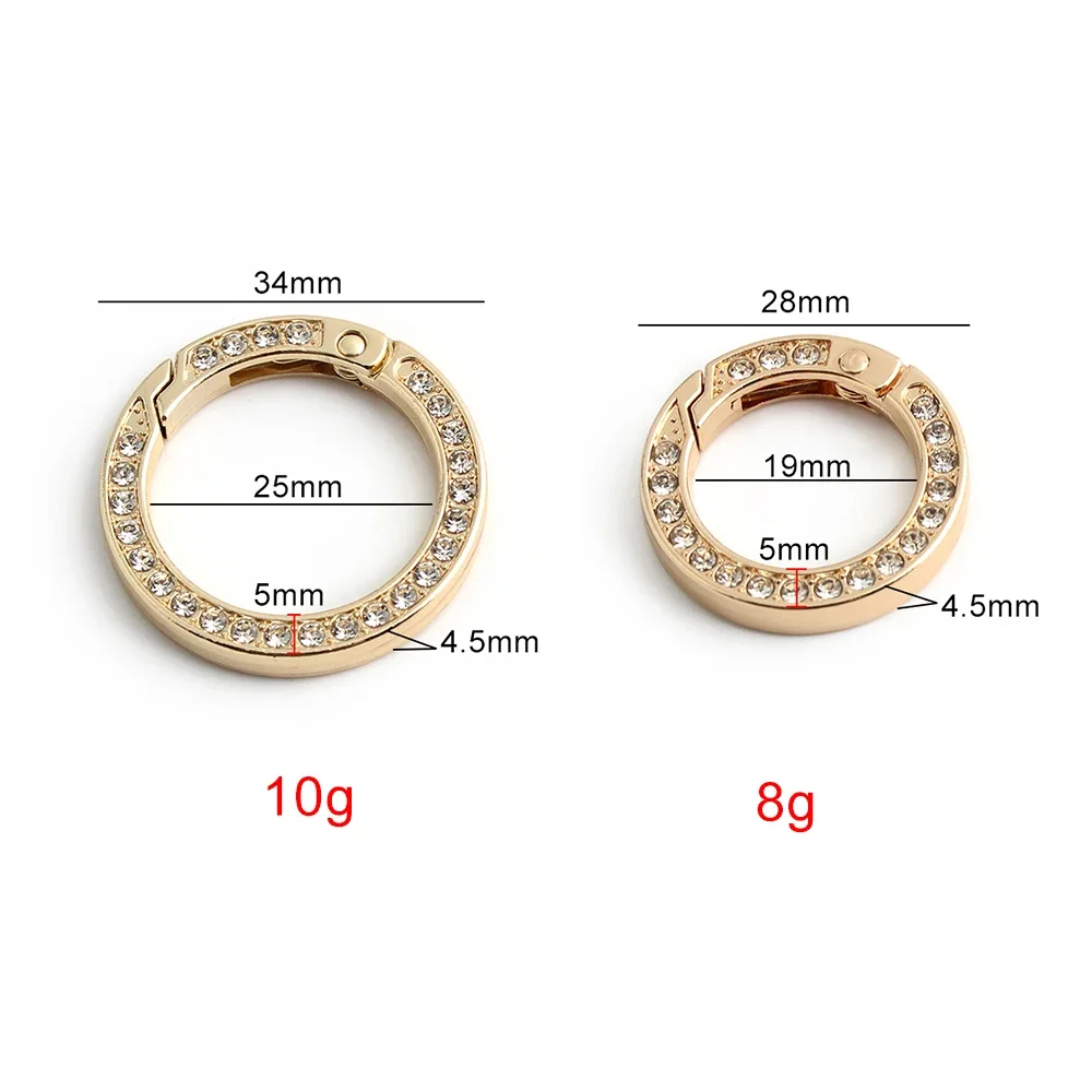5/30/100PCS 19mm 25mm Open Decor Diamond Spring O Ring For Bags Handbag Belt Pendant Keyfob Connect Carabiner Holder Accessory