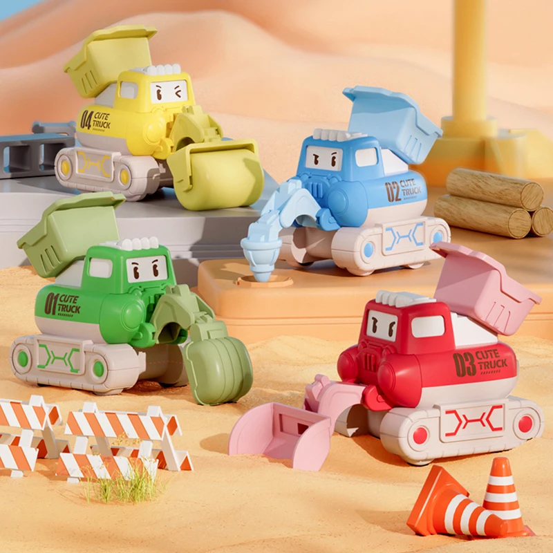 New Cartoon Cute Inertia Press Car Toys Children's Excavator Engineering Car Durable Model Boys Toy Car Holiday Birthday Gift