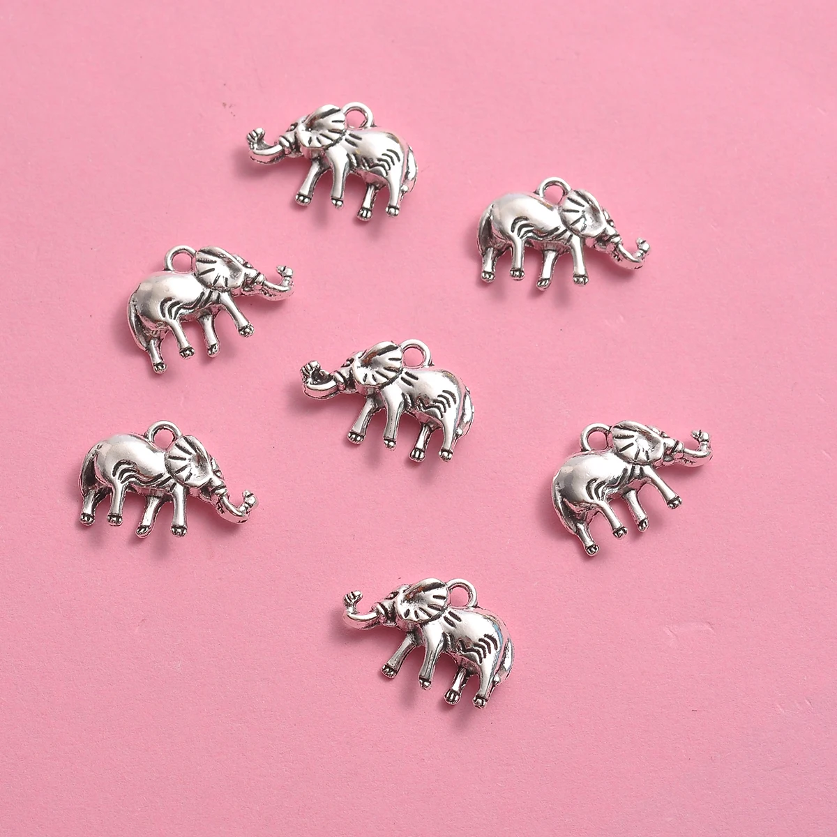 8-Piece Set of Auspicious Little Elephant Pendants with Raised Texture, Elephant-Shaped Design, Suitable for DIY Bracelets, Necklaces, and Earrings, Handmade Beaded Decoration Accessories