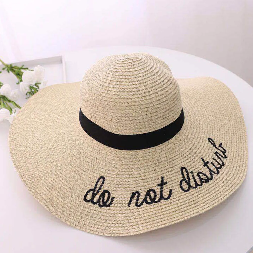 Embroidered Vacation Fashion Big Edge Sun Protection Straw Hat, Beach Hat, Beach Sun Protection Outdoor Travel Versatile Sun Hat