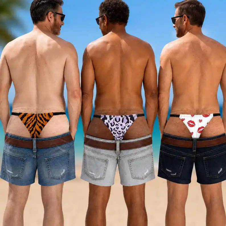 Cartoon Fun Men's Swim Trunks Quick Drying Printed Beach Shorts Tropical Floral Beach Wear Party Activities Funny Gifts