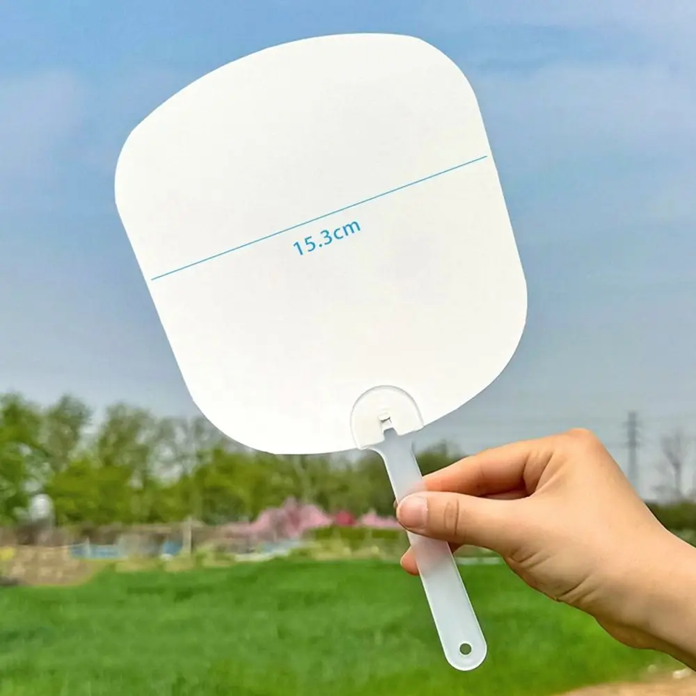

Multi-functional Plastic Transparent Fan Handheld Round Graffiti Fans Thicken Unfinished Blank Painting Fans Children