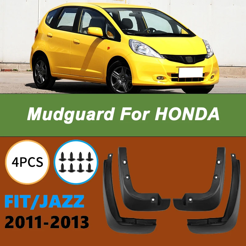 

For Honda Fit Jazz 2011-2013 Automotive Tire Mudguard Waterproof Prevent Mud Splashing Car Mud Flap Fender Trim 4pcs Accessories