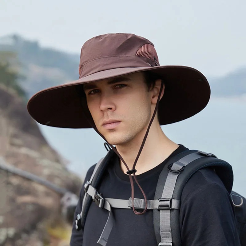 Quick Drying Fisherman Caps for Men Water-resistantsun Bucket Hat Male Summer Outdoor Breathable Wide Brim Fishing Panama Caps