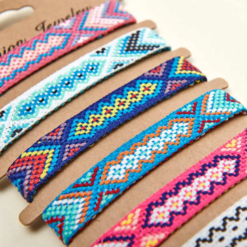 

Wholesale Mixed 100PCS Colorful Nepalese Handwoven Bracelets Ethnic Style Braided Friendship Bracelets BB-461