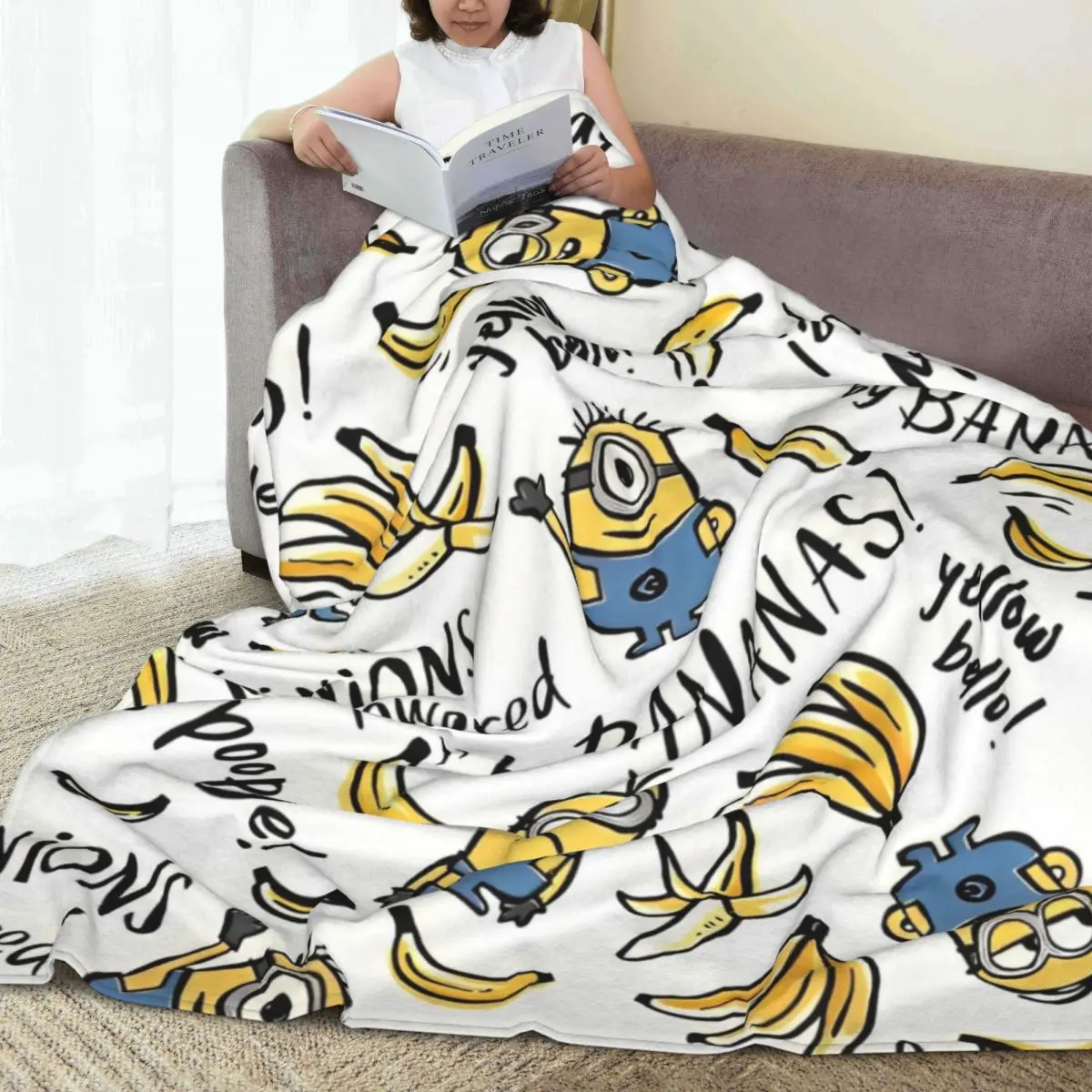 Minions Miniso Blankets Travel Office Picnic Flannel Bedding Throws For Bedroom Super Soft Custom Quality Bedspread Gift