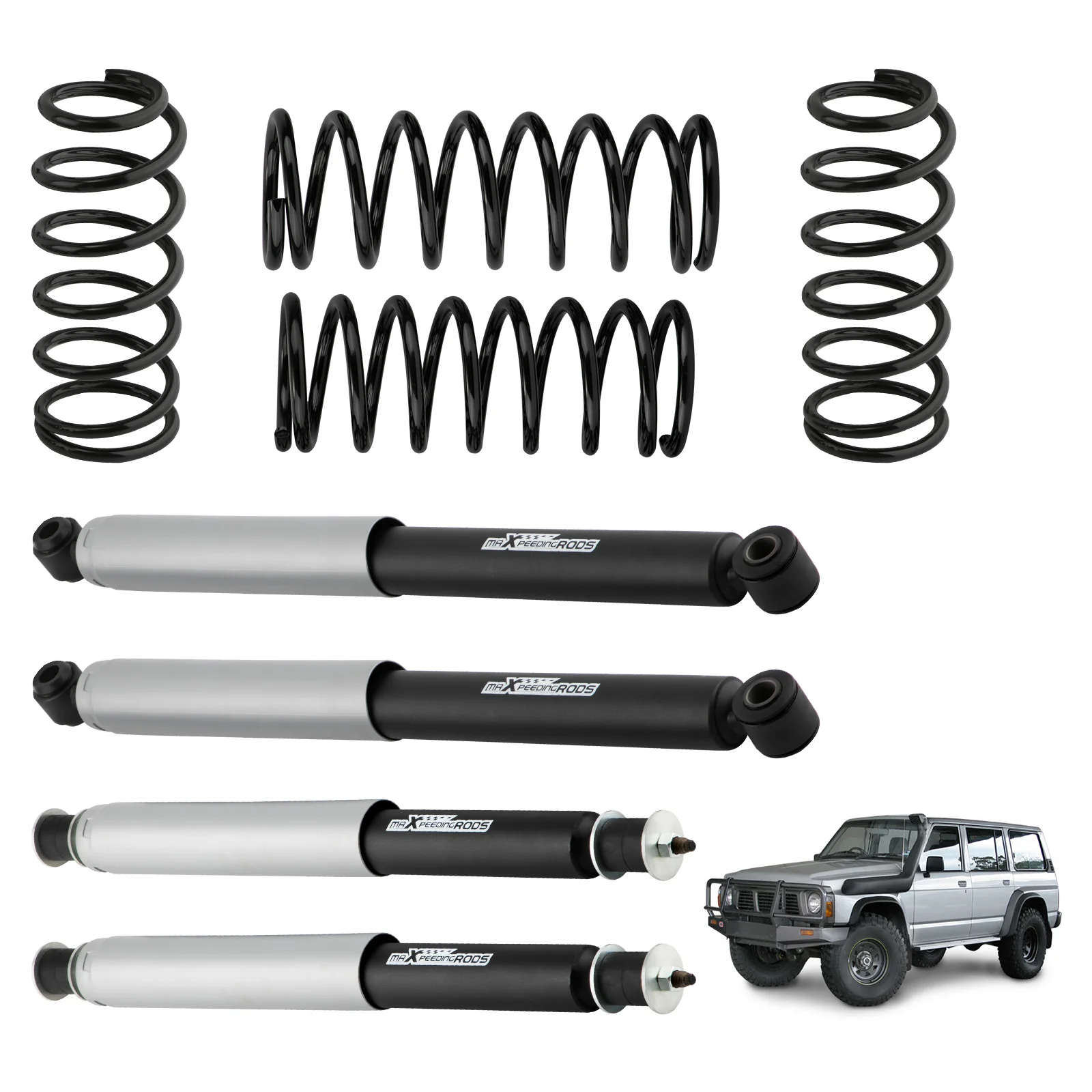 2in Lift Kit Coil Springs + Shocks For Nissan Patrol GQ Y60 GU Y61 1988-UP