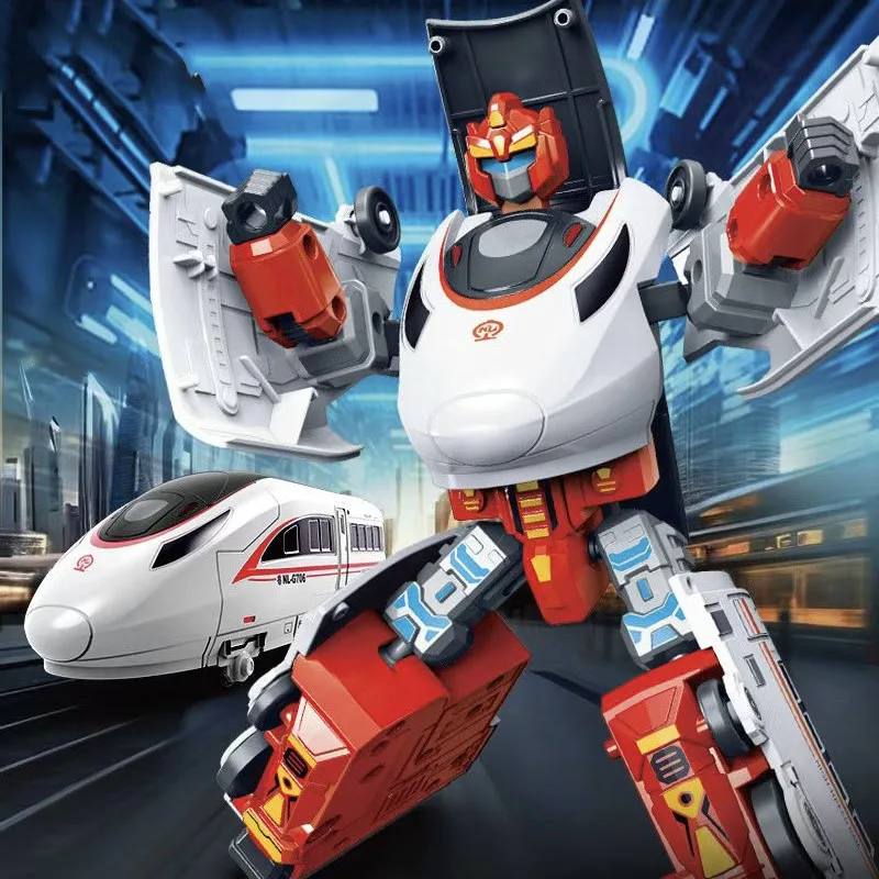 Toy inertia manual deformation high speed rail boy model train suitable for children's imaginative play, high quality plastic