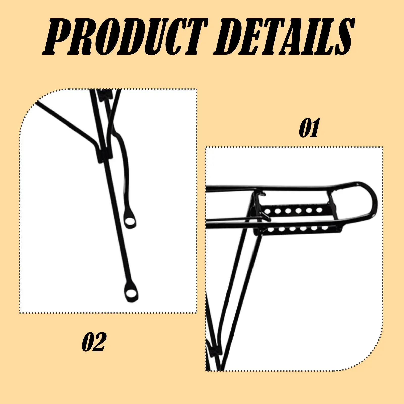 Steel Kids Bike Rear Cargo Rack Robust Bicycle Rear Carrier Double Welded for Safe Transport and Storage
