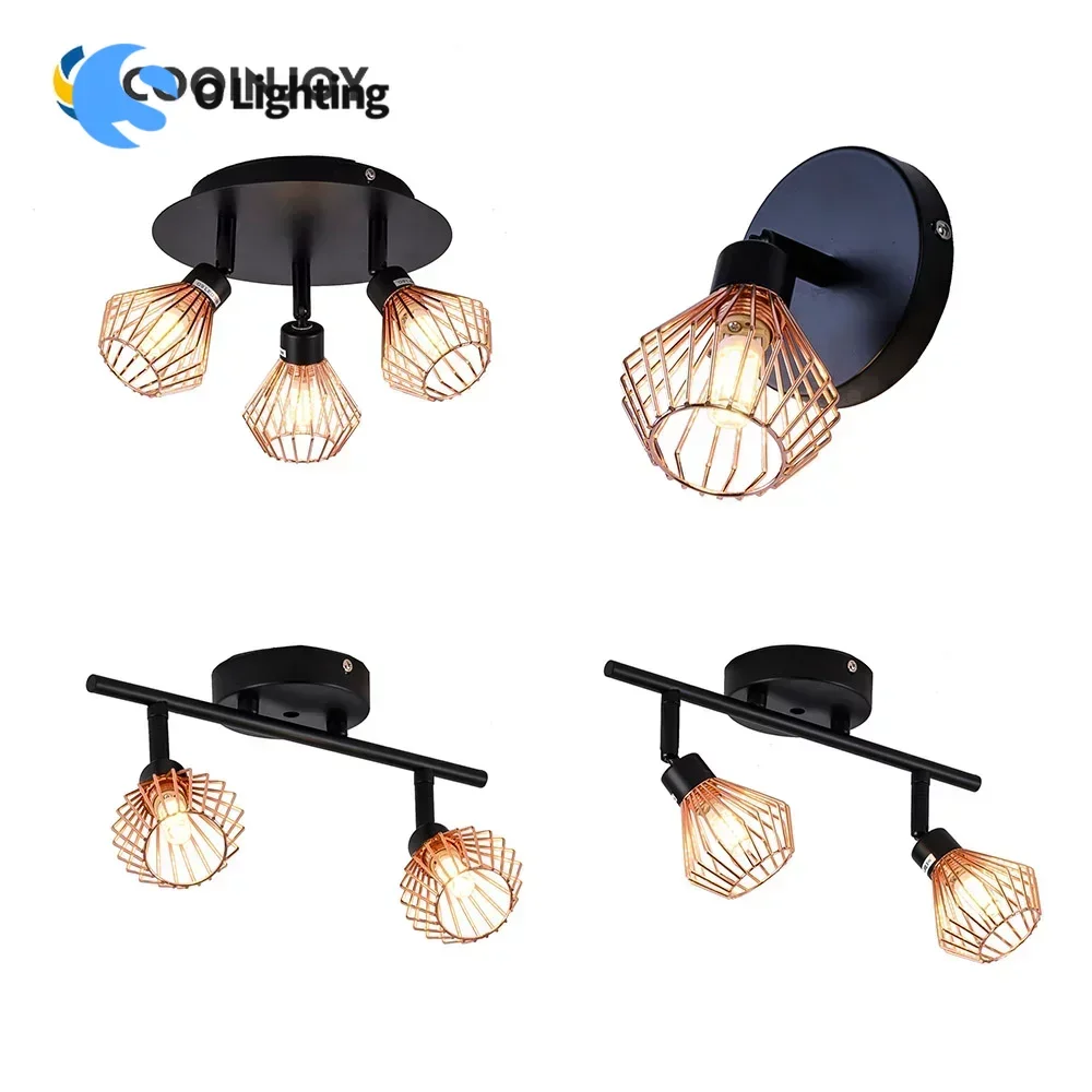 3 Light Ceiling Spotlight Track Vintage Rotatable Mount Ceiling Light LED Lighting Kit Fixture for Bedroom Hallway