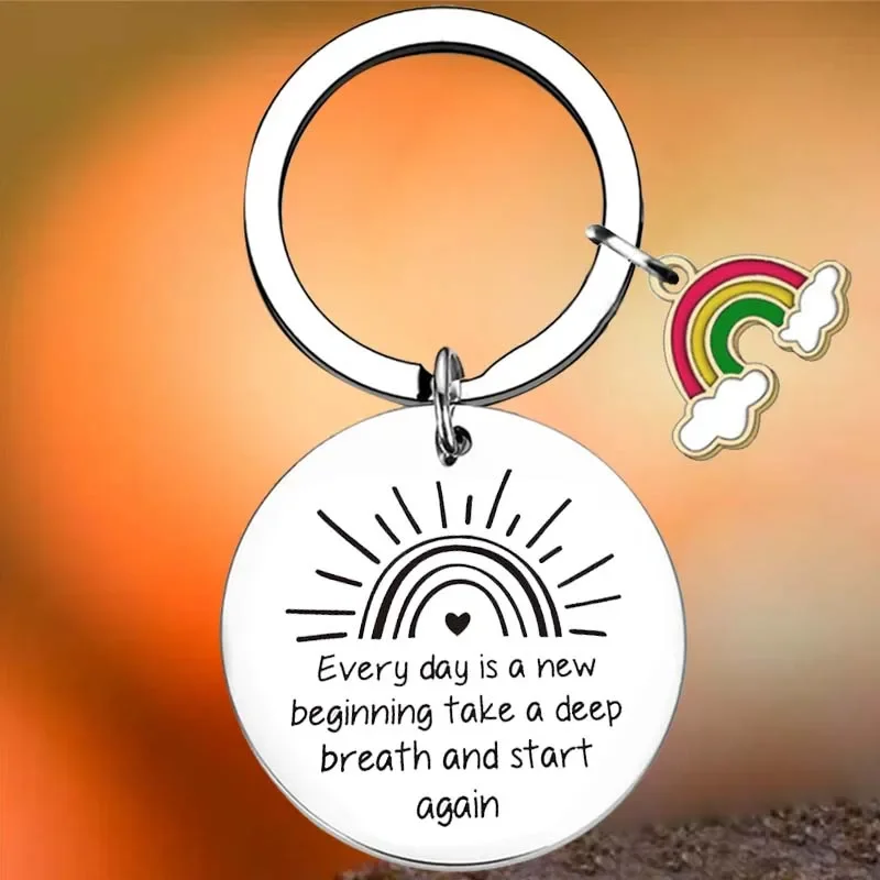 

Hot Sunshine Motivational Key Chain Ring New Beginning keychains pendant Son Gift New Job Gift Encouraging Gift