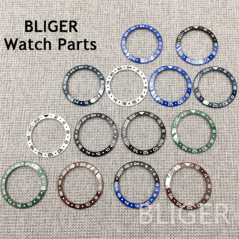 

BLIGER черный, синий, коричневый, белый, 39,2 мм, керамический безель для часов, светящаяся вставка безеля, подходит для корпуса часов 39 мм-40 мм, аксессуары для часов