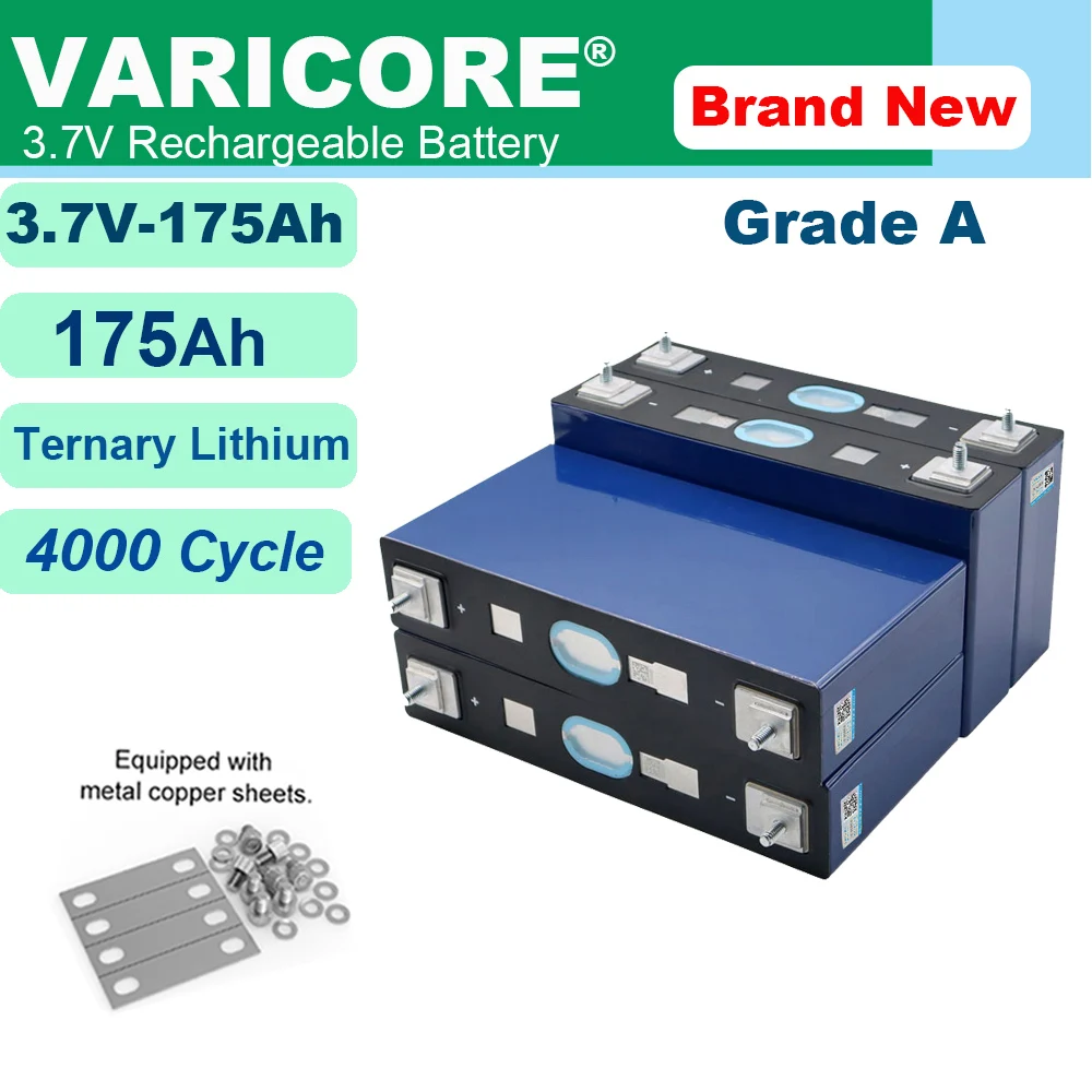 3.7V 175Ah Lithium battery large single power cell for 3s 10s 12v 24v 36v electric vehicle Off-grid Solar Wind Grade A Tax Free