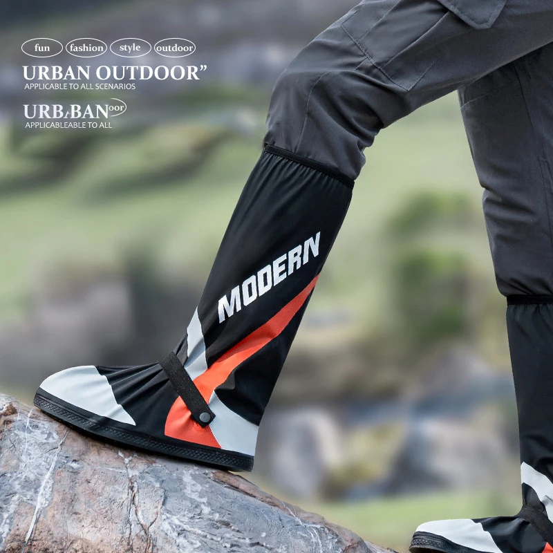 

Thickened Waterproof Rain Shoe Cover Wear-resistant Motorcycle High Tube Rain Shoe Anti Slip Foot Cover Outdoor Riding Adult PVC