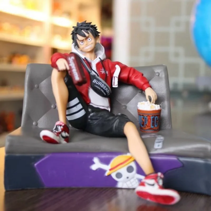 

Anime ONE PIECE Fashion Wear Sofa Monkey D. Luffy Portgas·D· Ace Sabo Statue PVC Action Figure Collectible Model Toy Boxed