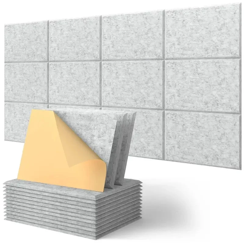 6PCS Soundproof Large Acoustic Wall Panels Decorative High Density Felt Tiles Bulletin Cork Boards for Wall Home Door Decoration