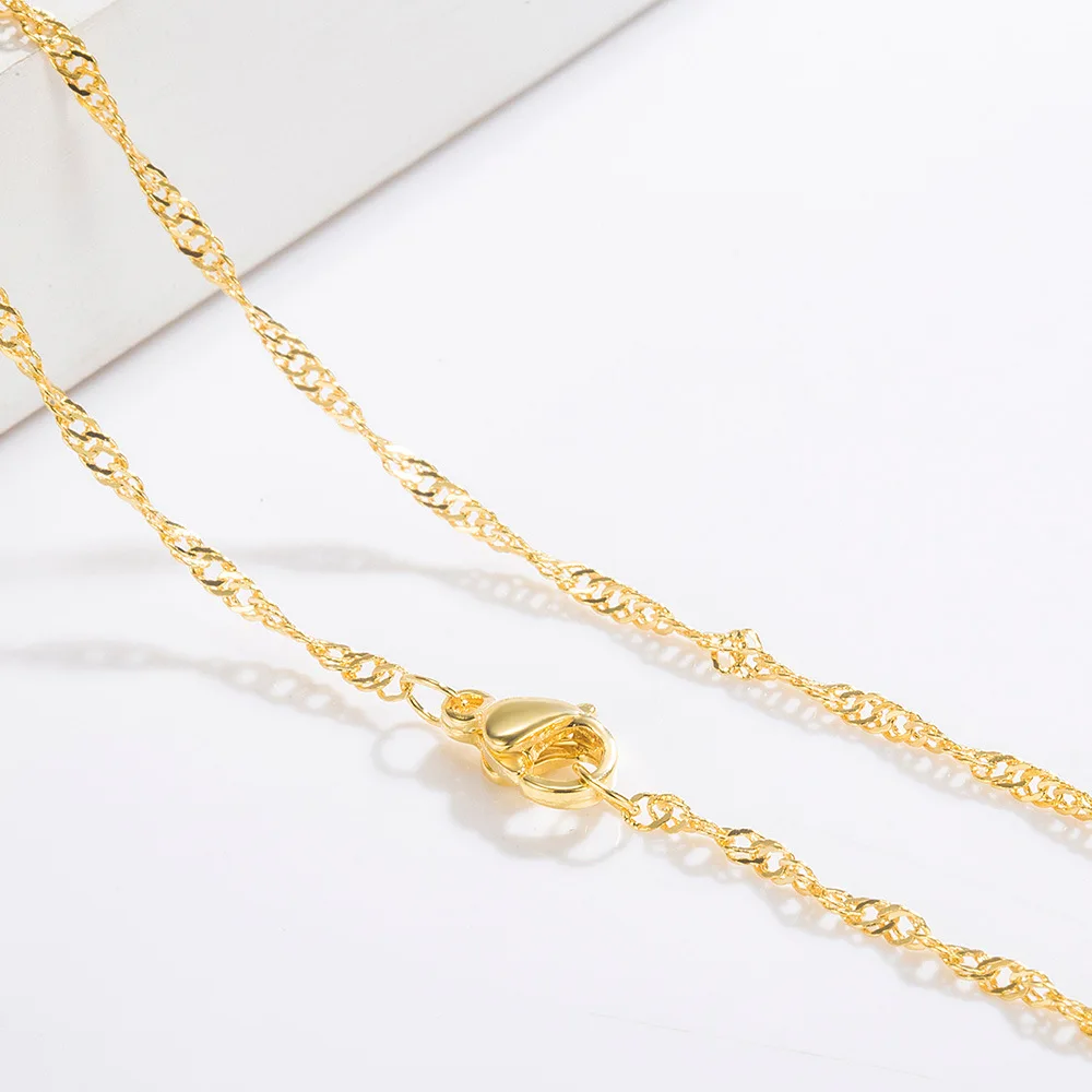 NK31 Fashion 925 Gold plated extended chain women's jewelry water ripple necklace