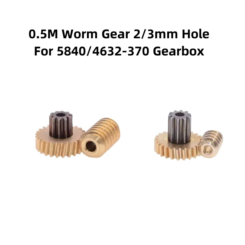 0.5M 2/3mm Hole Copper Worm Gear For JGY370/4632/5840 Gearbox DIY Models Accessories