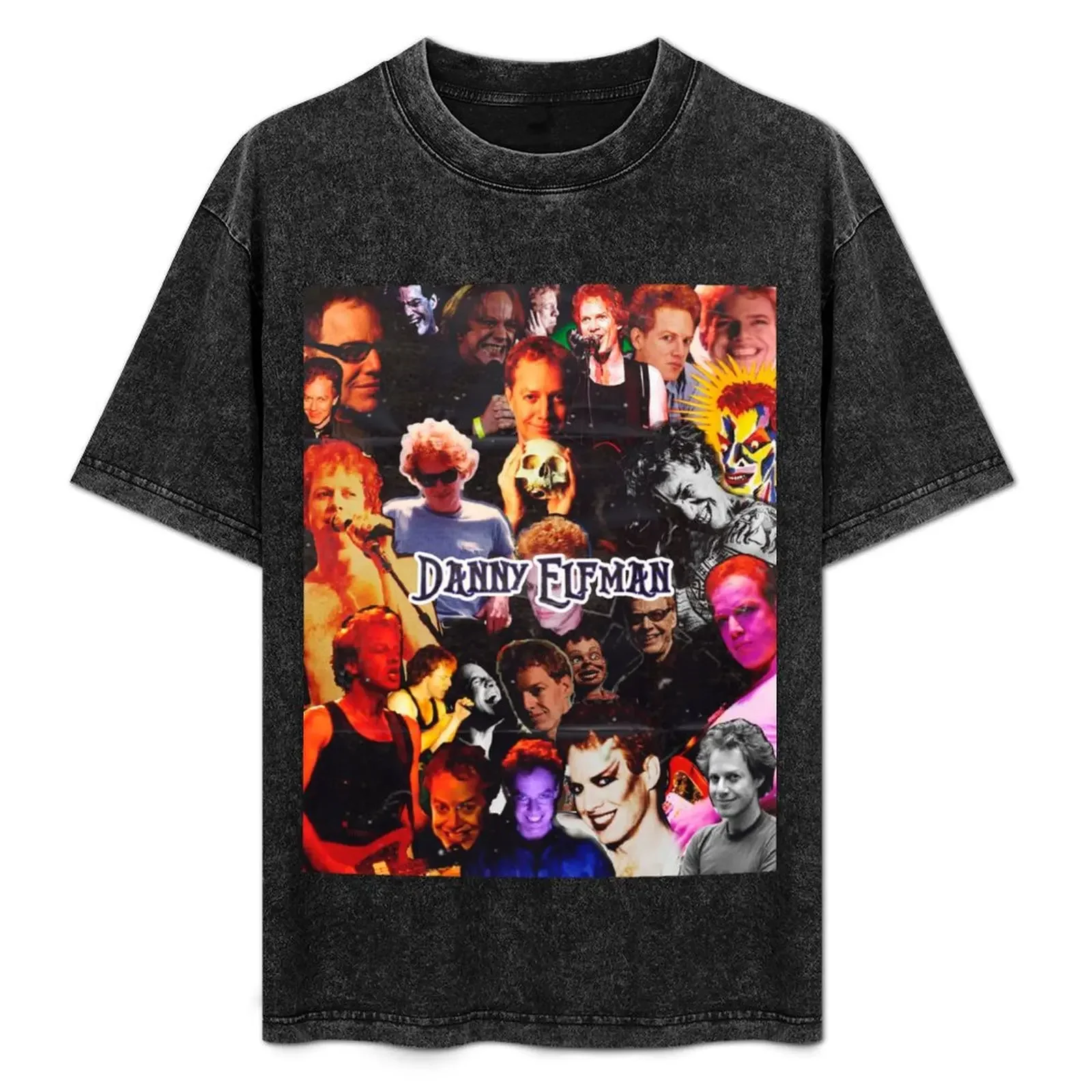 

Danny Elfman Head Collage T-Shirt Simple Solid Color Crew Neck Tee