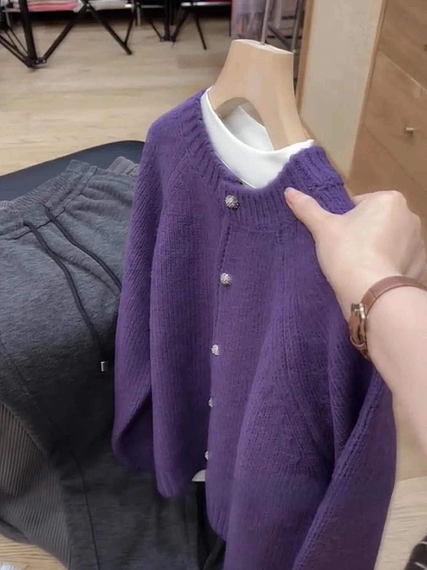 Soft Simple Open Cardigan Long Sve Loose Knitted Sweater Pure Color Winter Warm Top Lazy Feelings White Enhancing irt