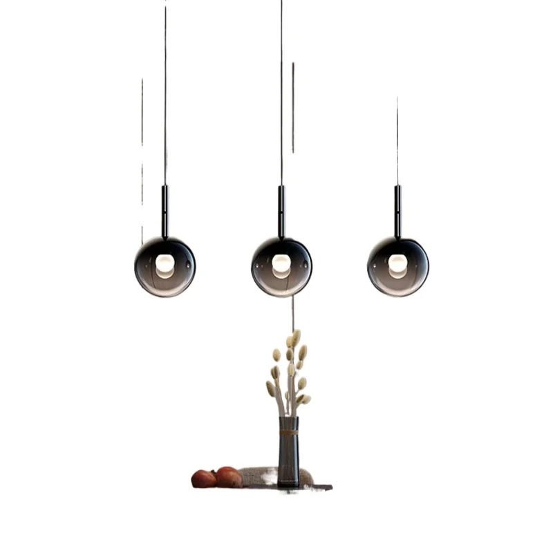 

Italian minimalist restaurant chandelier modern minimalist light luxury glass creative new lifting multi-head chandelier