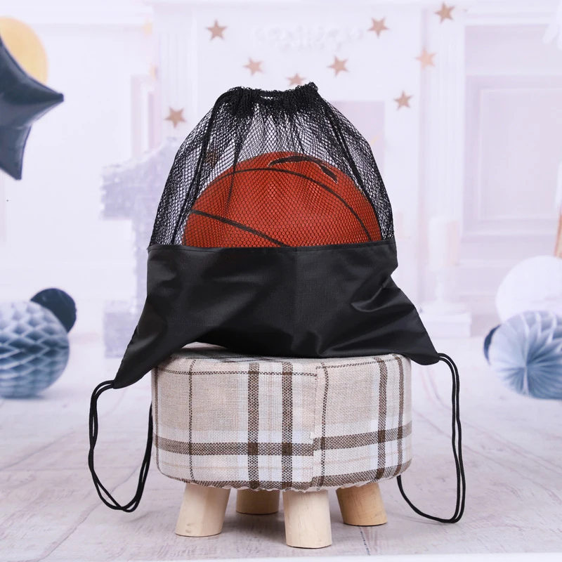 Portable Drawstring Basketball Backpack Mesh Bag Football Soccer Volleyball Ball Storage Bags Outdoor Sports Traveling Gym