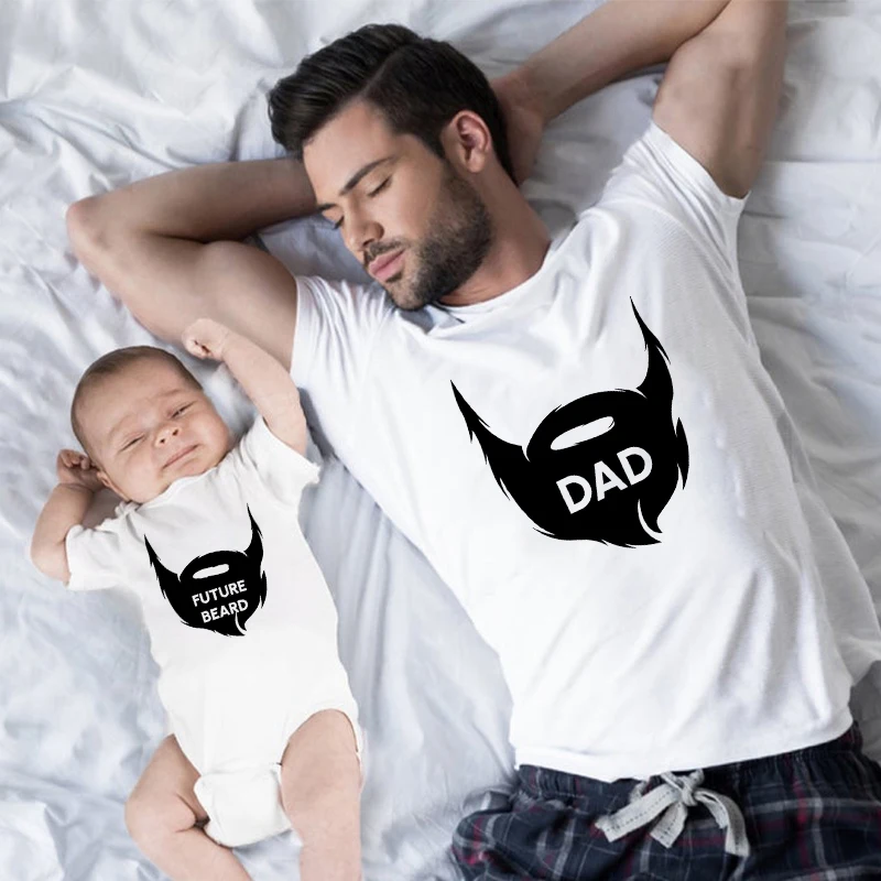 Dad Beard T-Shirts Fashion Future Beard Matching Dad and Son Shirts Daddy Matching Family Outfits Summer 0-6m