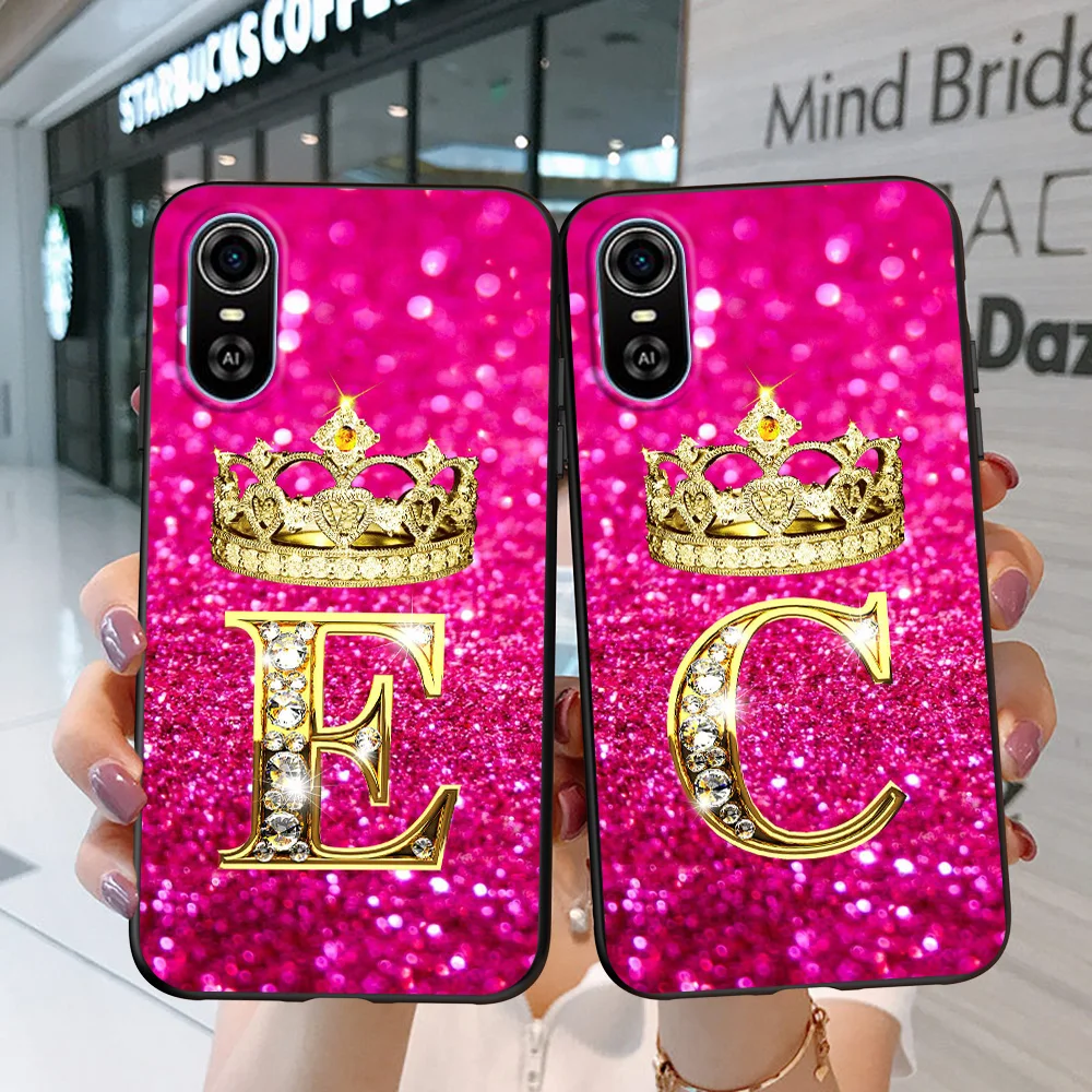 Case For ZTE Blade A31 PLUS Back Phone Cover Protective Soft Silicone Black Tpu letter Diamond Crown