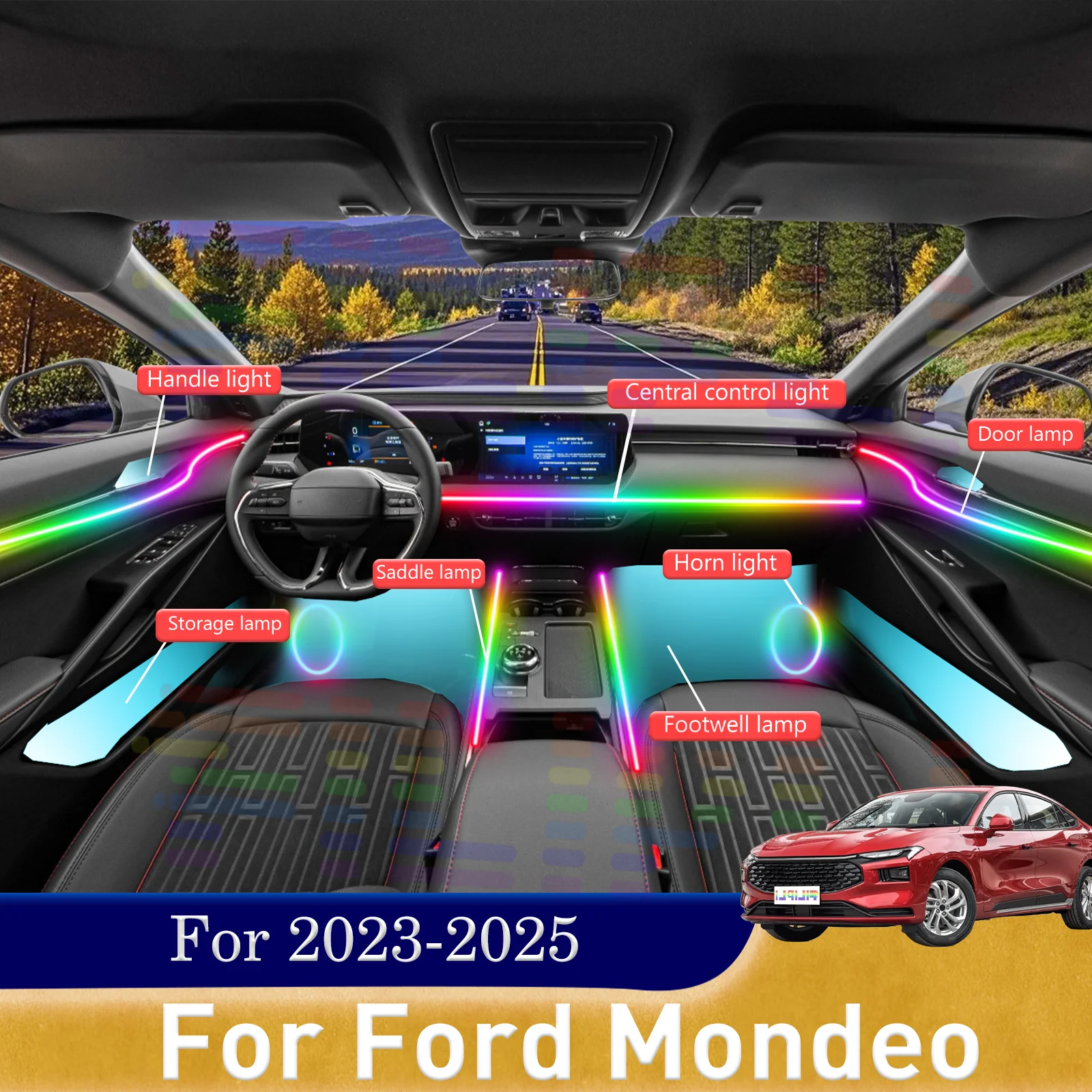 

For Ford Mondeo Wireless App Controlled Car Cabin LED Lights featuring Real-Time Music Visualization