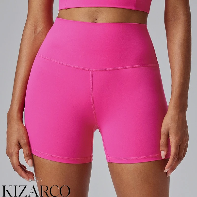 Soft Stretchy Nylon Women's High Waist Running Shorts for Daily Workout Tummy Control Butt Lifting Seamless Squat Proof