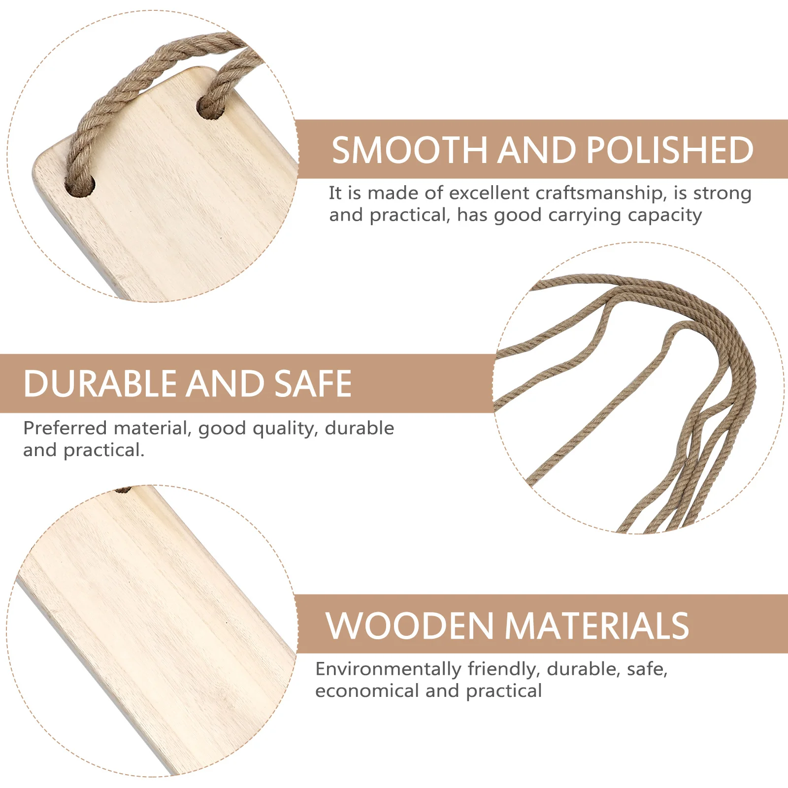 Chaise pivotante en bois 1 pièce, siège suspendu extérieur Durable pour adultes et enfants, balançoire de jardin sûre, jouet suspendu Simple, balançoire en fil de corde