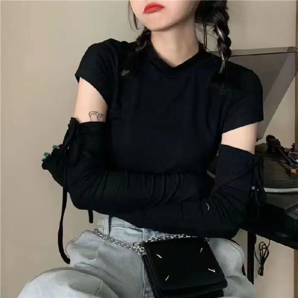 قفازات لوليتا بدون أصابع للنساء والفتيات ، عقدة فيونكة ، ذراع ربط ، دافئ ، أنيمي ، قوطي ، فاتن ، تأثيري ، إكسسوارات ملابس