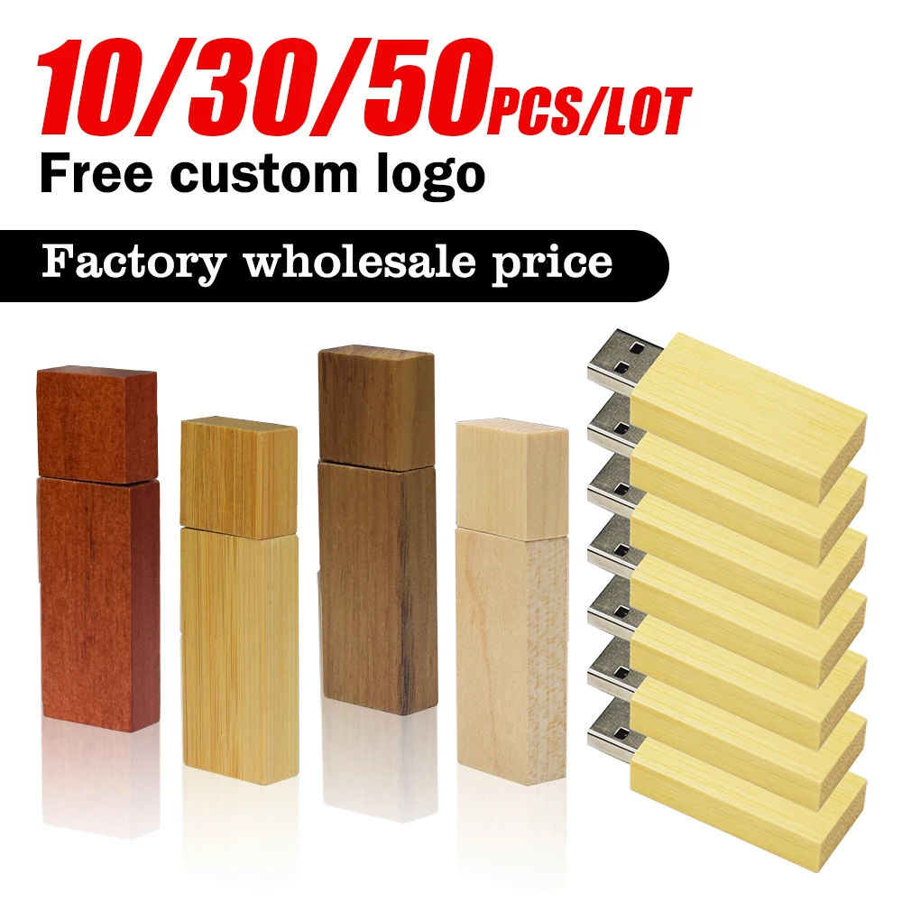 

10/30/50pcs Custom Logo Wooden USB Flash Drive Pen Drive 8gb 16gb 32gb 64gb Smart Pendrive USB Stick Photography Business Gift