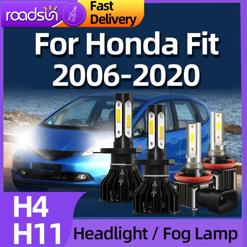 

Roadsun 2/4PCS LED Headlight Turbo H4 High Power Fog Light H11 For Honda Fit 2006 2007 2008 2009 2010 2011 2012 2013 2014 2015