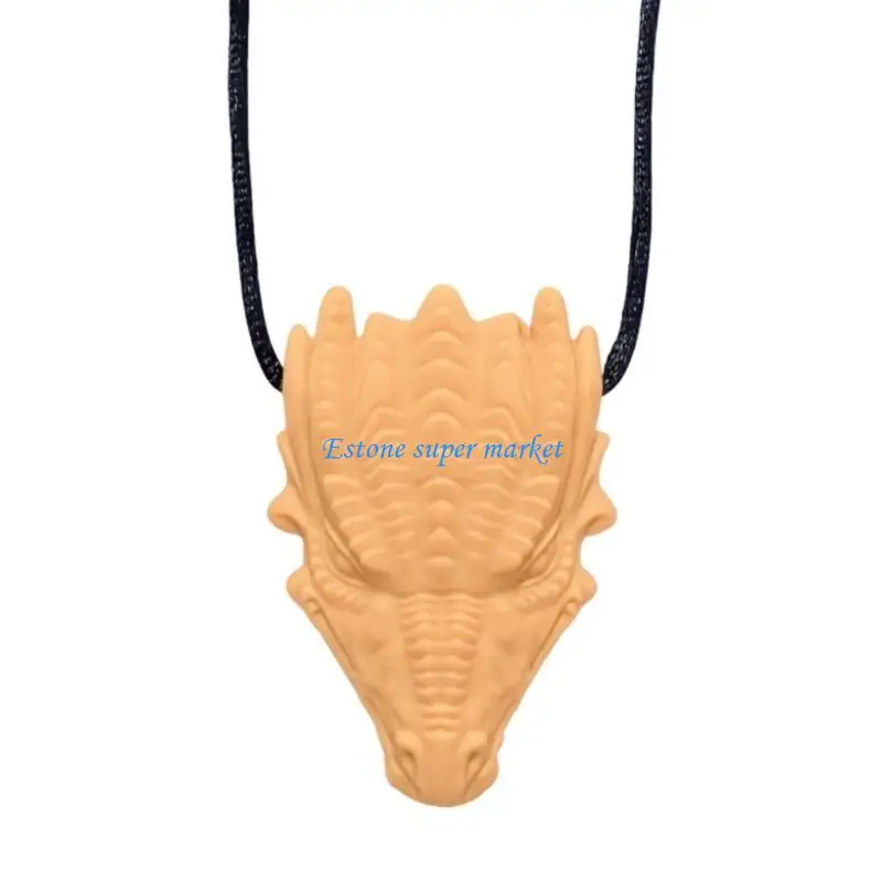 

090B Dragon Pendant Baby Teether Soft Silicone Chewing Necklace for Teething Discomfort Biting Uncomfort Relief Pendant