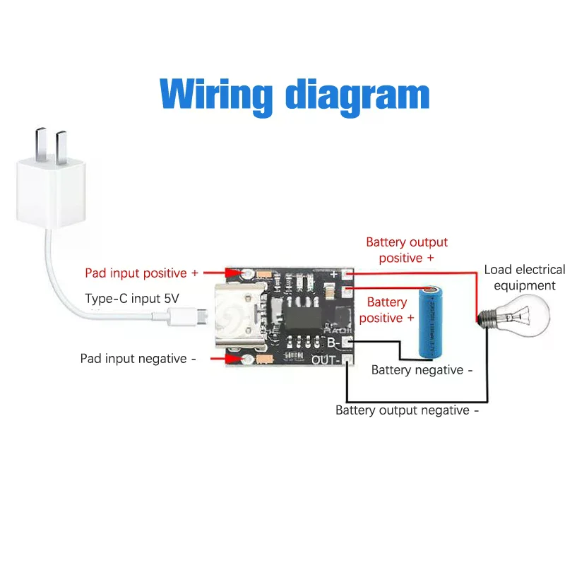 Ultra-Small Lithium Battery Charging Board 1A 3.7V4.2V Charger Module Type-C With Protection Board