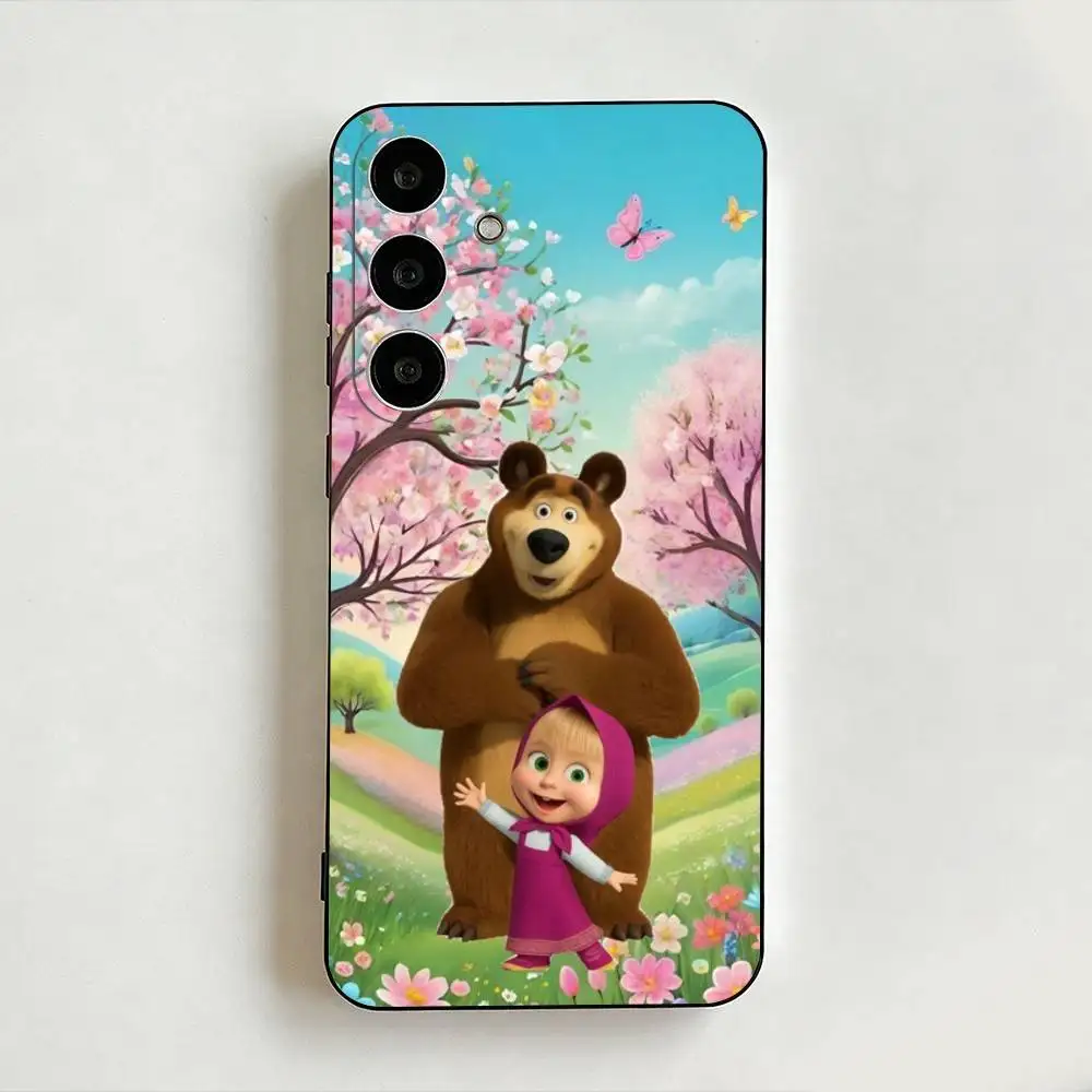 Masha-A And Bears  Black Shell Phone Case For Samsung Galaxy A73,A72,A71,A70,A53,A52,Cover Others Soft