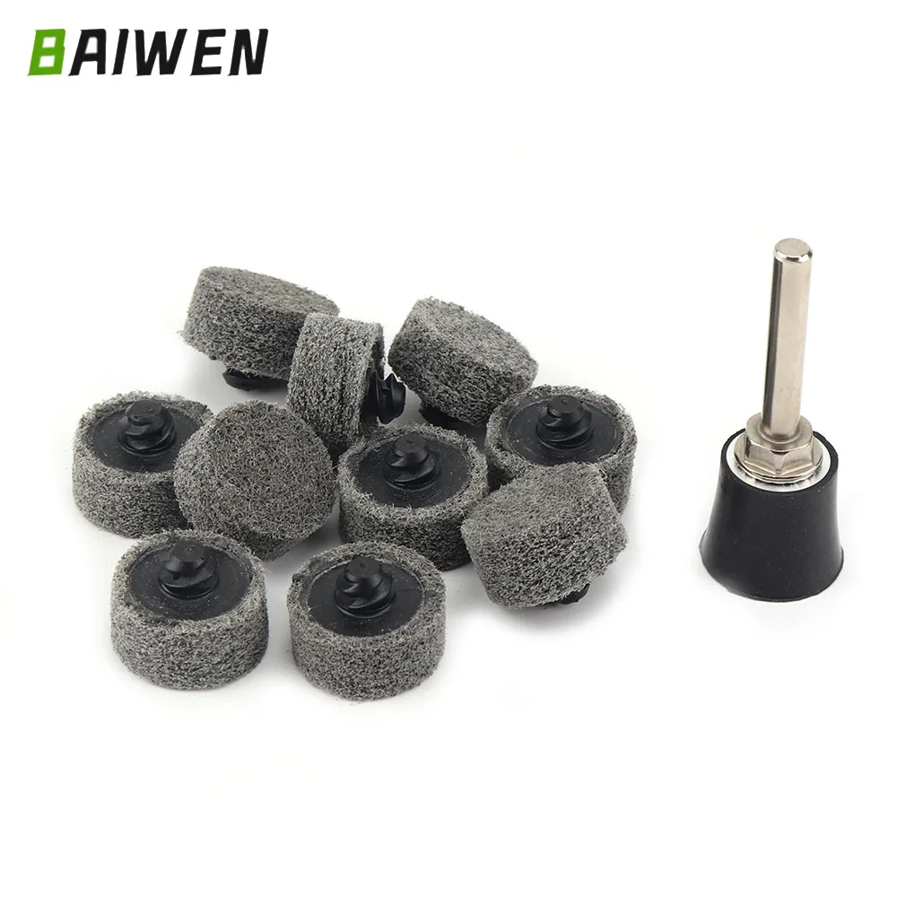 11pcs 1Inch Polishing Wheel Buffing Pads Nylon Fiber Abrasive Disc 9P Non-Woven Discs For Metal Marble Accessories Dremel