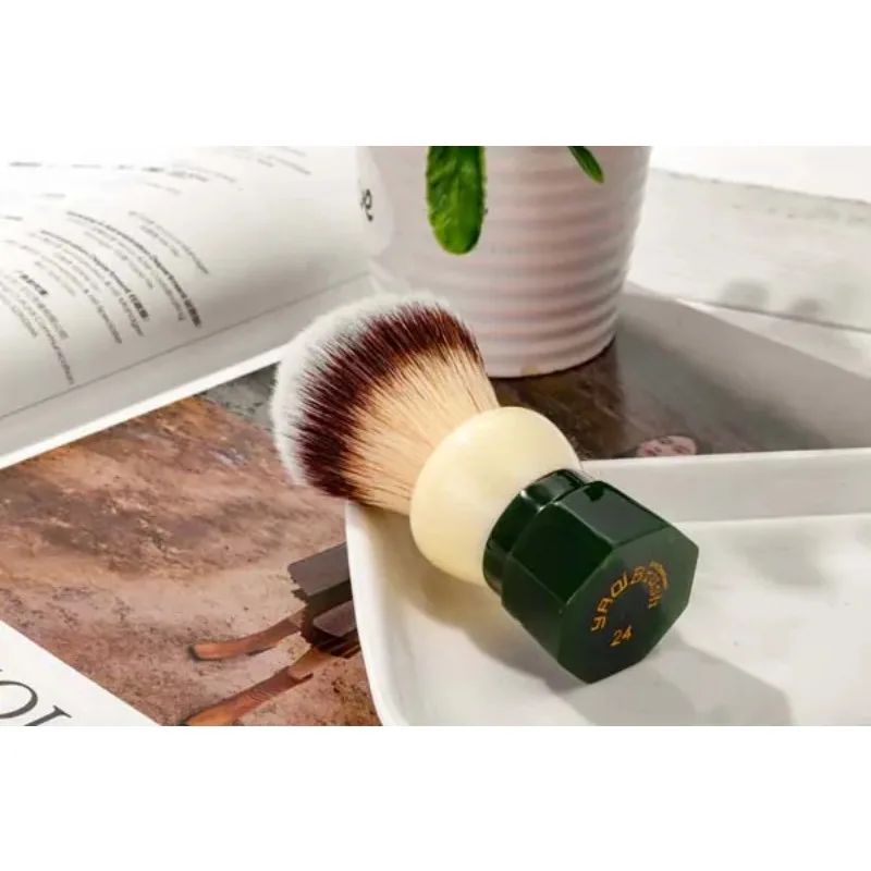 YAQI Green Obsidian Synthetic Hair Men Wet Shaving Brush 24MM Brush Knot Diameter Provide Comfortable Precise Shaving Experience