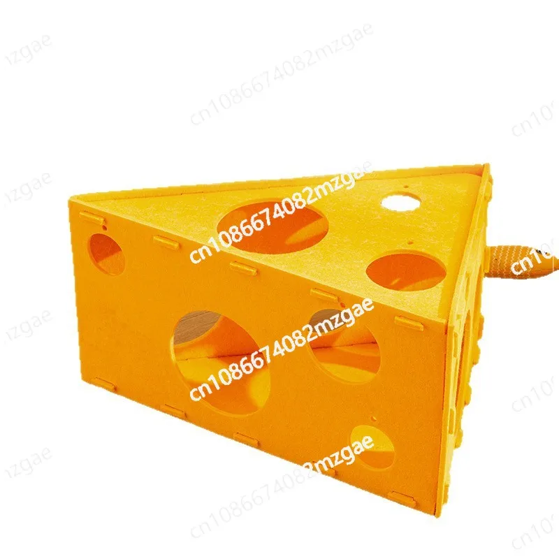 

Felt Cheese Cat Scratcher - Scratch & Play House with Self-Entertainment Holes (Non-Shedding Wool Material)