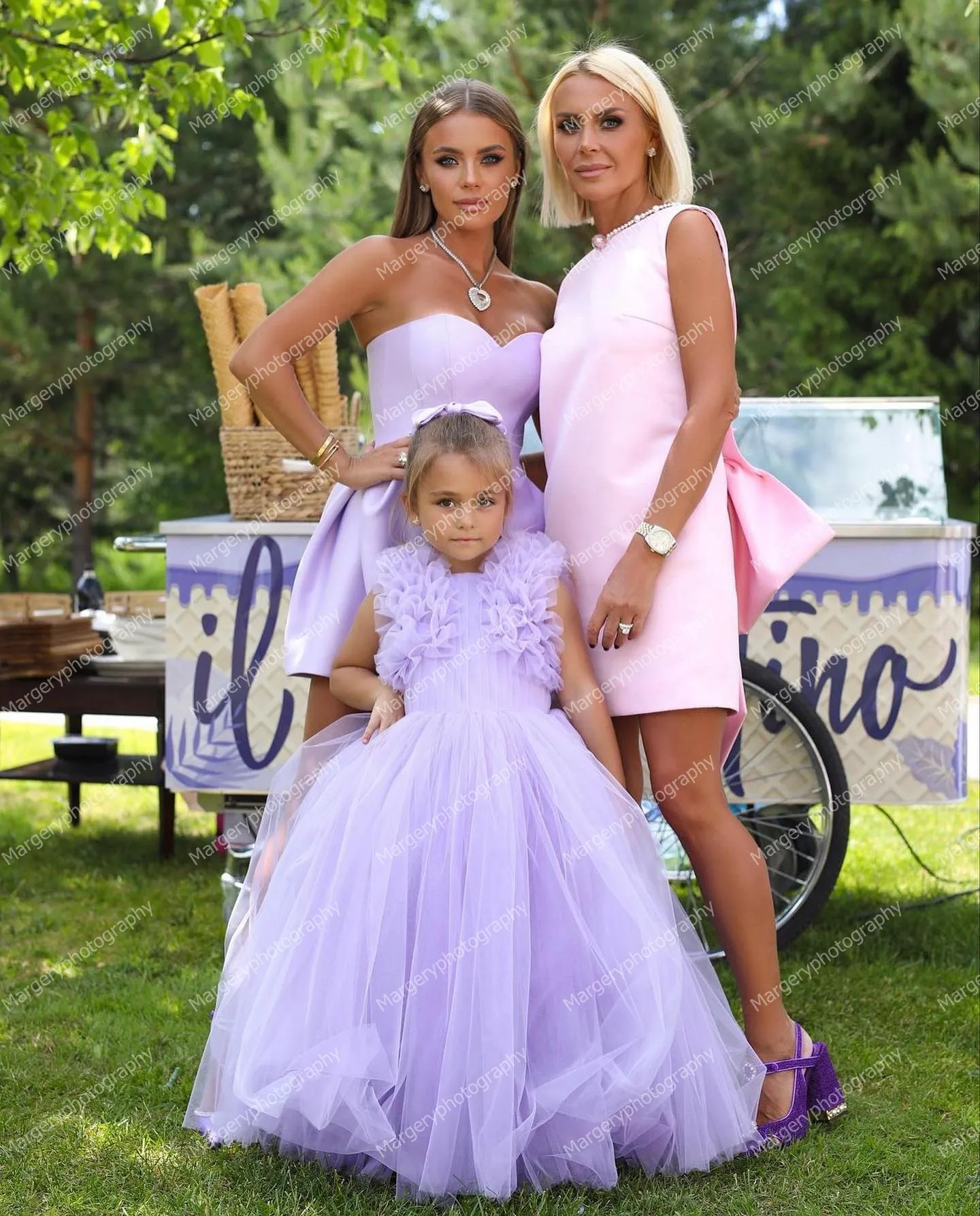 Vestido de fiesta de lavanda para madre e hija, traje sin tirantes con volantes, línea A, ideal para el día de cumpleaños, novedad